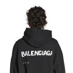 Hoodie Hand-drawn Balenciaga Medium Fit da Donna in Nero