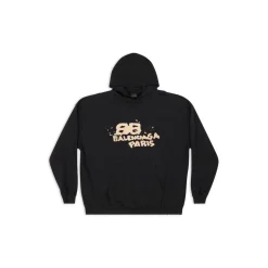 Hoodie Hand-drawn Bb Icon Large Fit in Nero