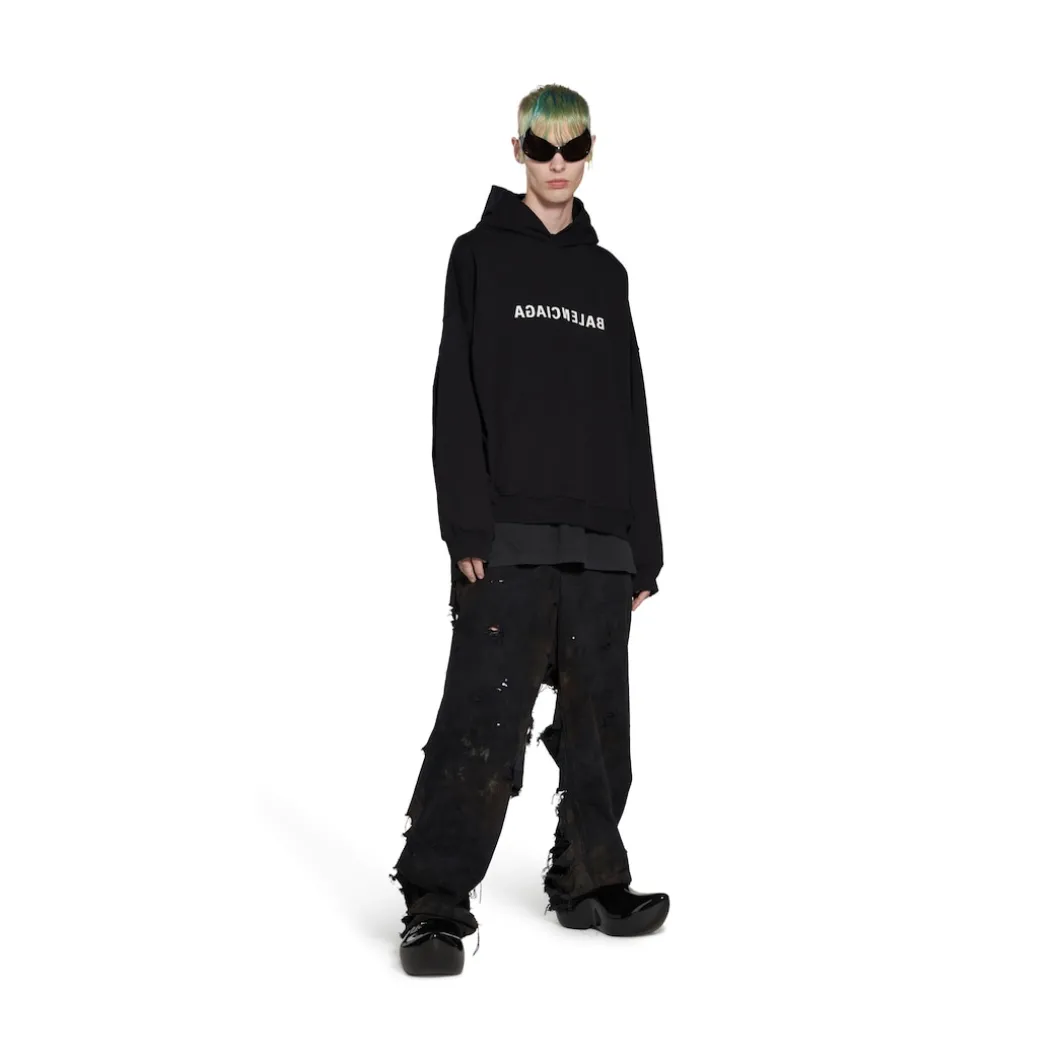 Hoodie Mirror Balenciaga Oversize in Nero