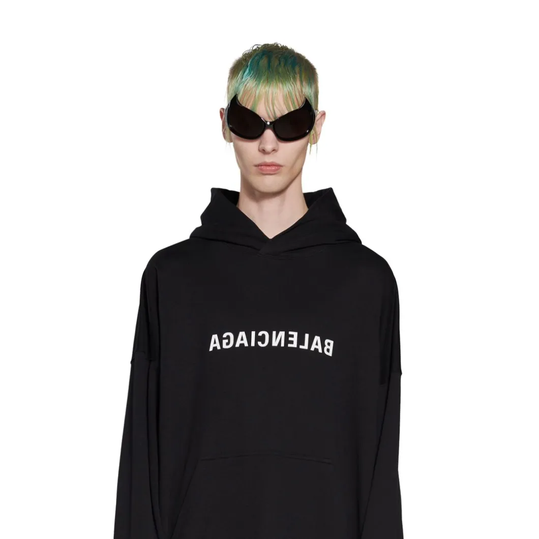 Hoodie Mirror Balenciaga Oversize in Nero