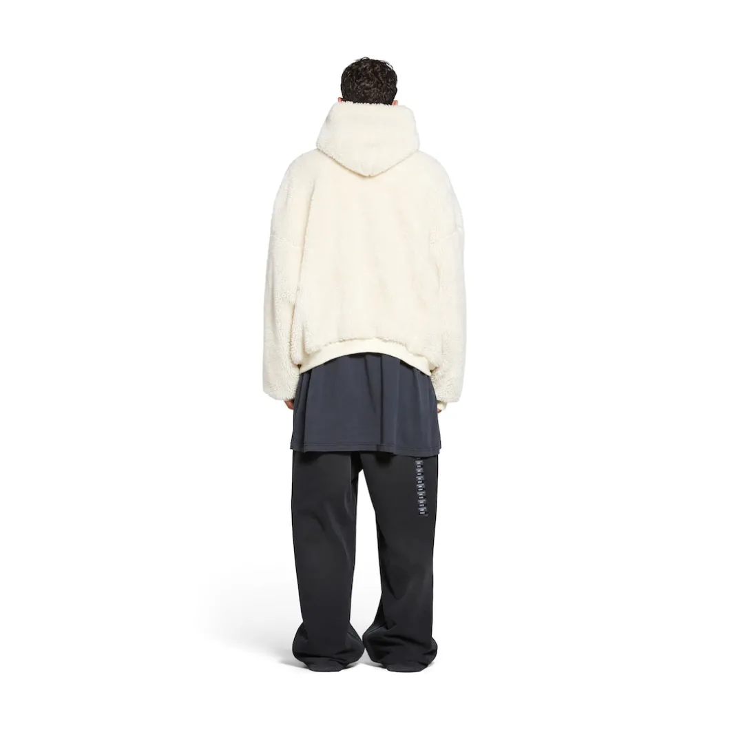 Hoodie Outerwear Con Zip in Beige Chiaro