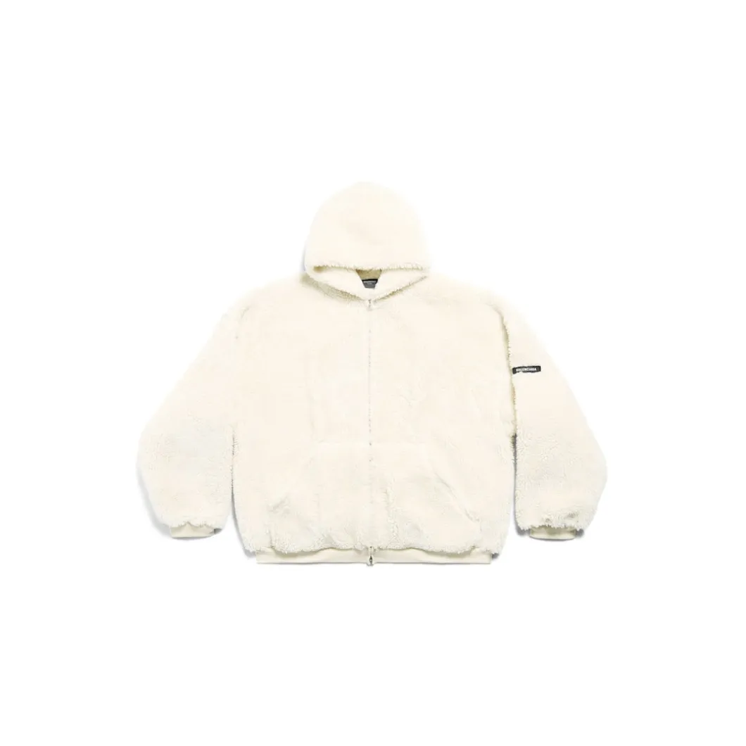 Hoodie Outerwear Con Zip in Beige Chiaro