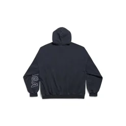 Hoodie Outline Oversize in Nero Délavé