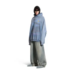 Hoodie Paris Moon Oversize in Blu