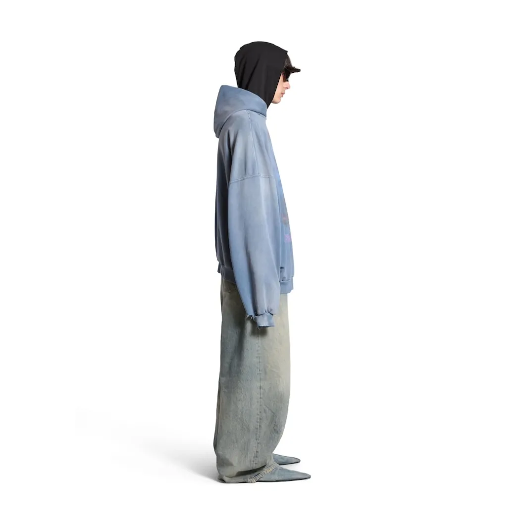 Hoodie Paris Moon Oversize in Blu