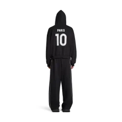 Hoodie Paris Soccer Con Zip Medium Fit in Nero/bianco