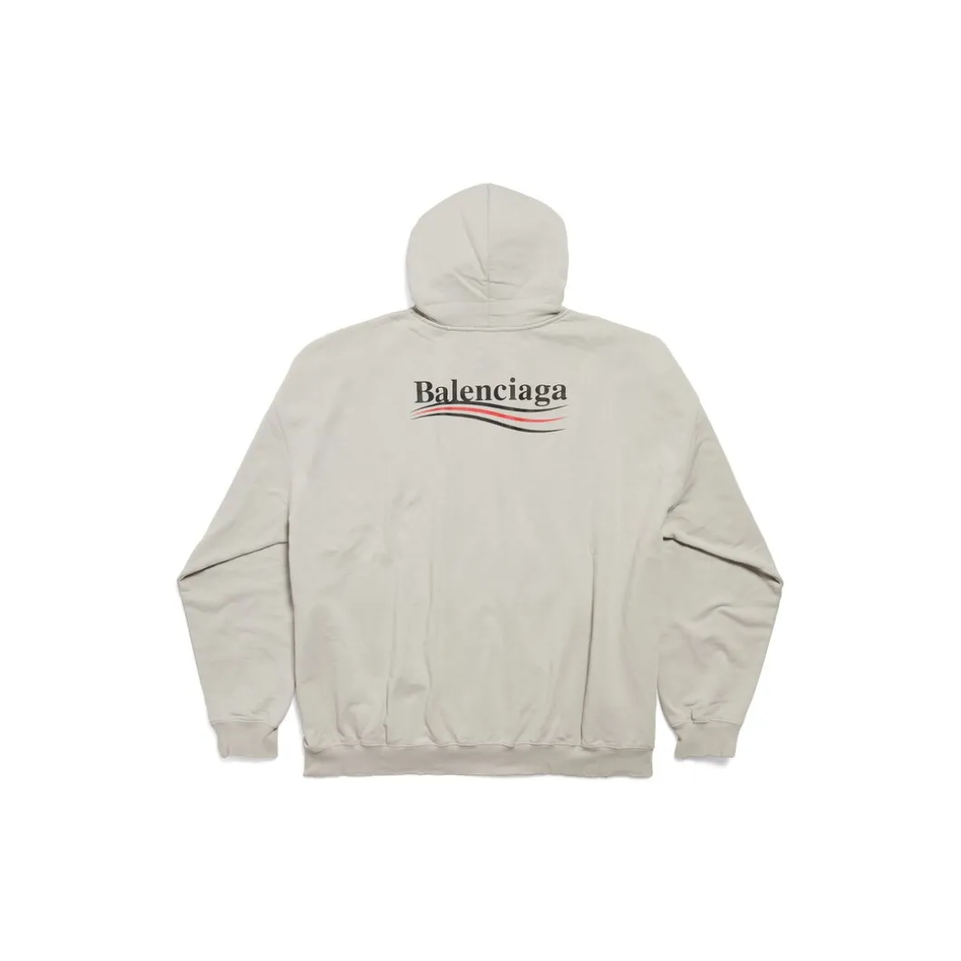 Hoodie Political Campaign Large Fit in Bianco Sporco