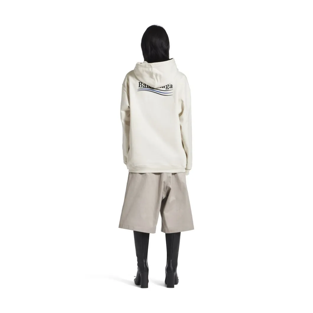 Hoodie Political Campaign Medium Fit da Donna in Bianco