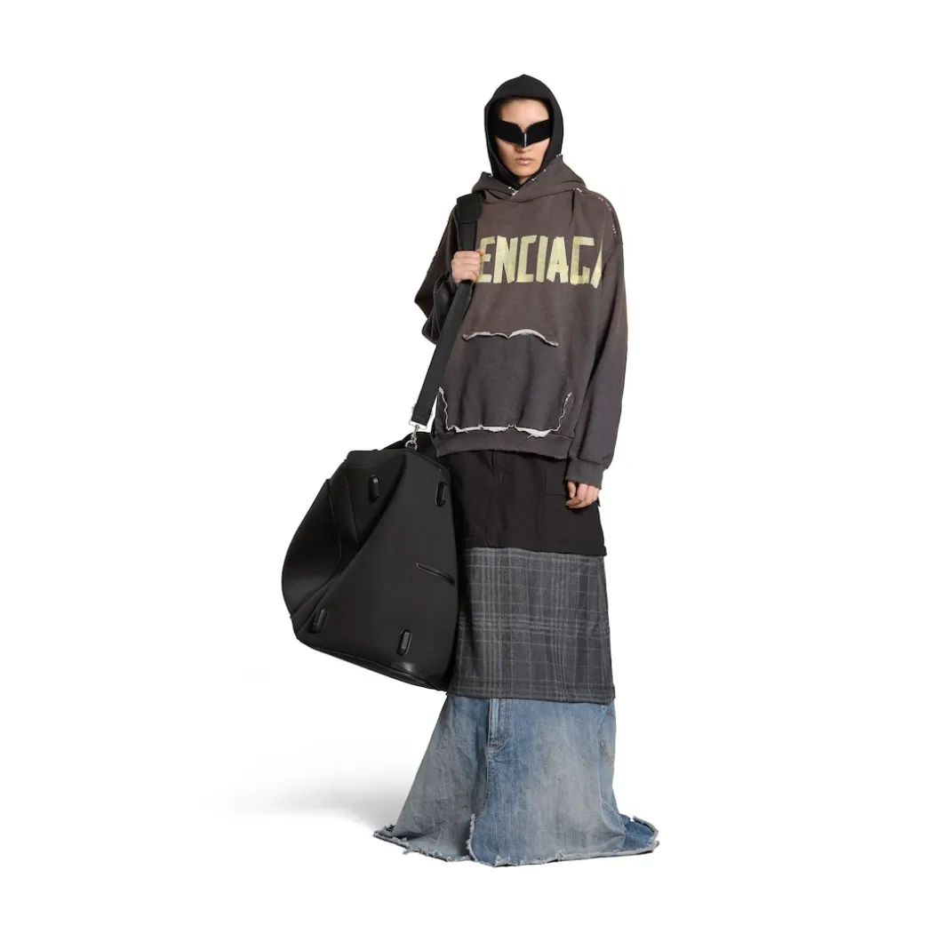 Hoodie Ripped Pocket Tape Type Large Fit in Grigio Scuro