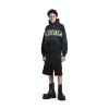 Hoodie Ripped Pocket Tape Type Oversize in Nero D&eacute;lav&eacute;