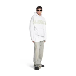 Hoodie Ripped Pocket Tape Type Large Fit in Bianco