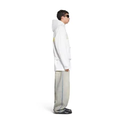 Hoodie Ripped Pocket Tape Type Large Fit in Bianco