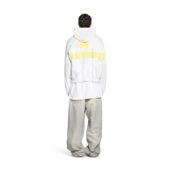 Hoodie Ripped Pocket Tape Type Large Fit in Bianco