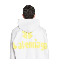 Hoodie Ripped Pocket Tape Type Large Fit in Bianco