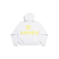 Hoodie Ripped Pocket Tape Type Large Fit in Bianco