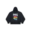 Hoodie Round Paris Tropical Oversize in Nero/bianco