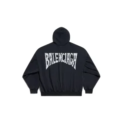Hoodie Round Paris Tropical Oversize in Nero/bianco
