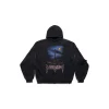 Hoodie Senza Tasche Paris Moon Oversize in Nero D&eacute;lav&eacute;
