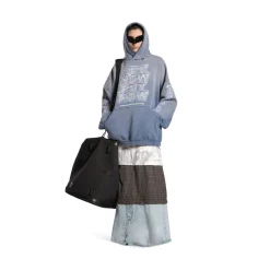 Hoodie Snbn Large Fit in Blu