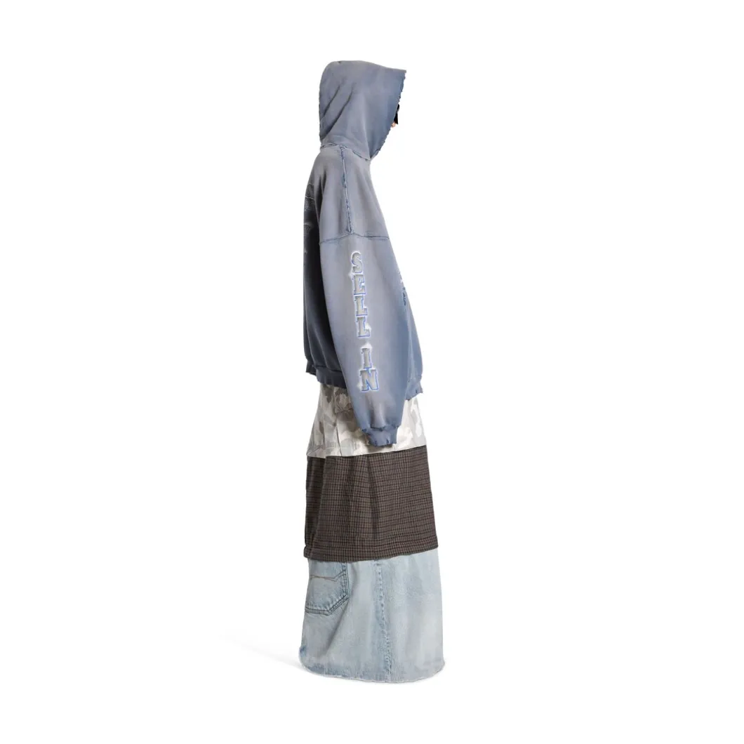 Hoodie Snbn Large Fit in Blu