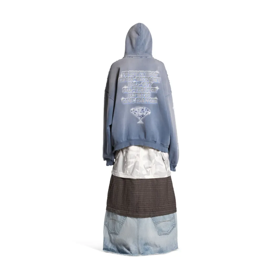 Hoodie Snbn Large Fit in Blu