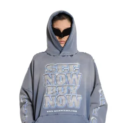 Hoodie Snbn Large Fit in Blu
