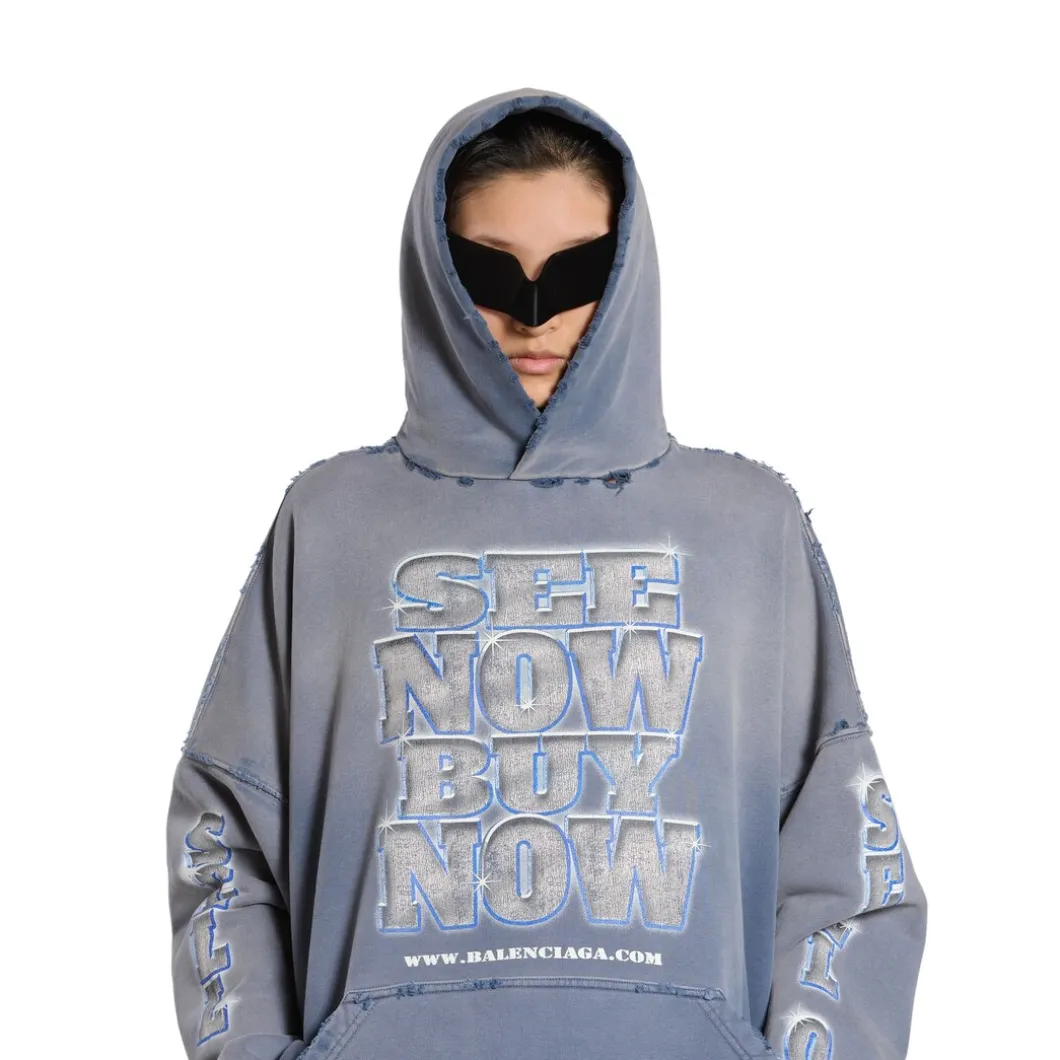 Hoodie Snbn Large Fit in Blu