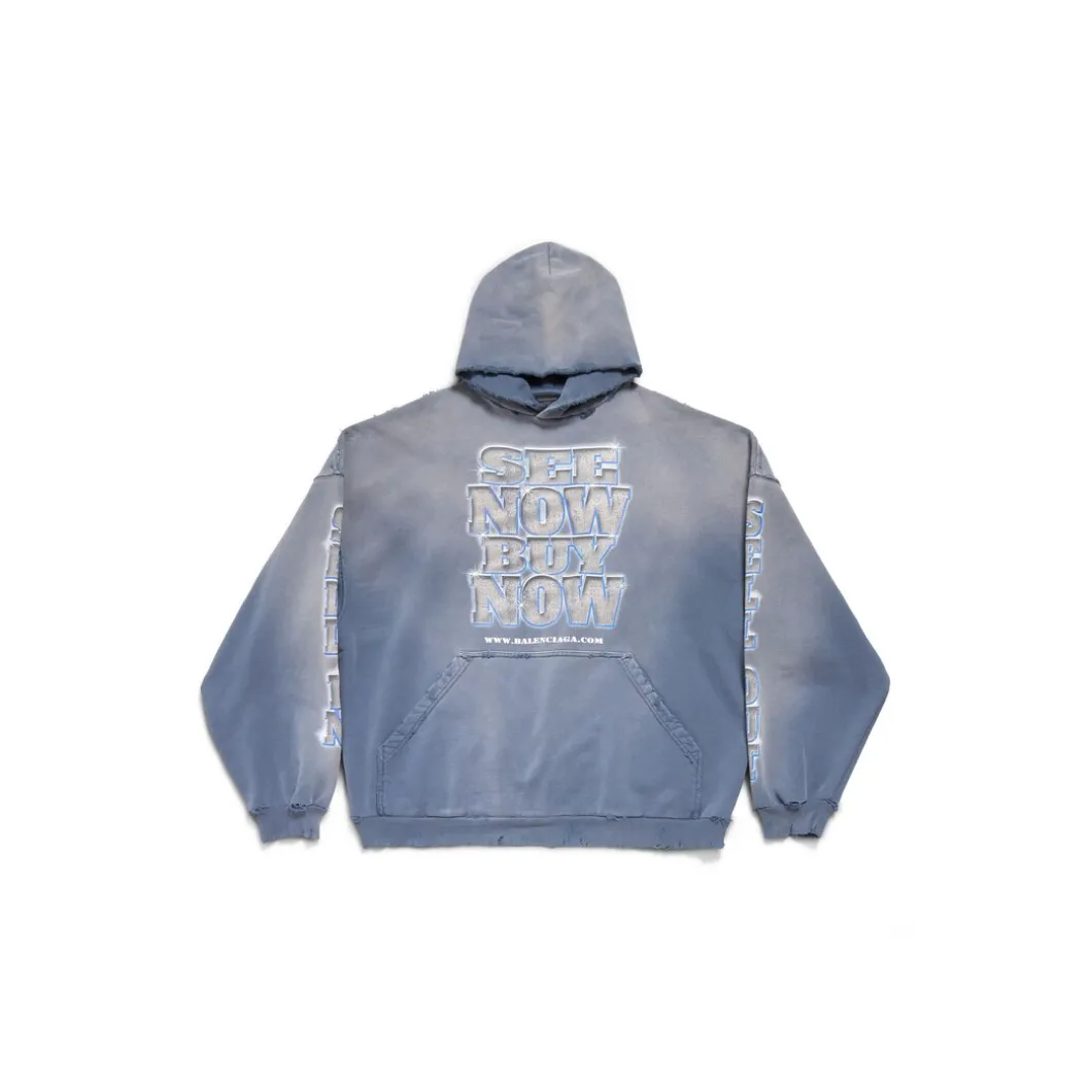 Hoodie Snbn Large Fit in Blu