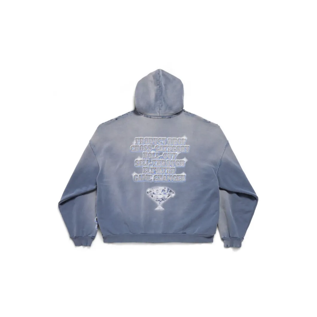 Hoodie Snbn Large Fit in Blu