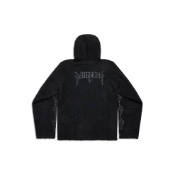 Hoodie Stropicciato Paris Moon Large Fit in Nero