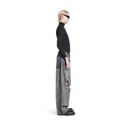 Jeans Baggy Con Tasche Patched in Blu