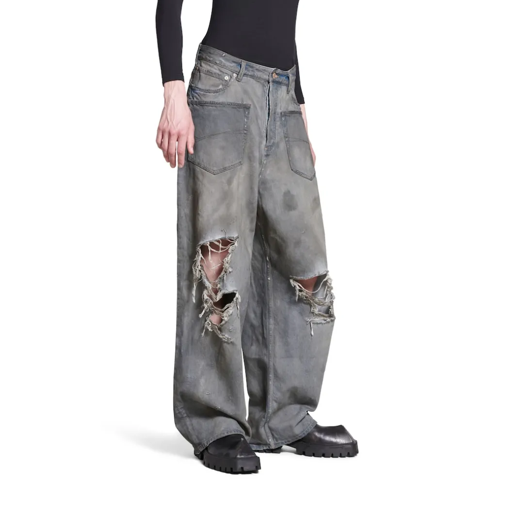 Jeans Baggy Con Tasche Patched in Blu