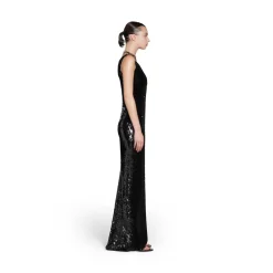 Maxi Abito Ricamato da Donna in Nero