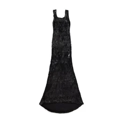 Maxi Abito Ricamato da Donna in Nero
