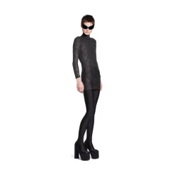 Mini Abito Crystal Mesh da Donna in Nero