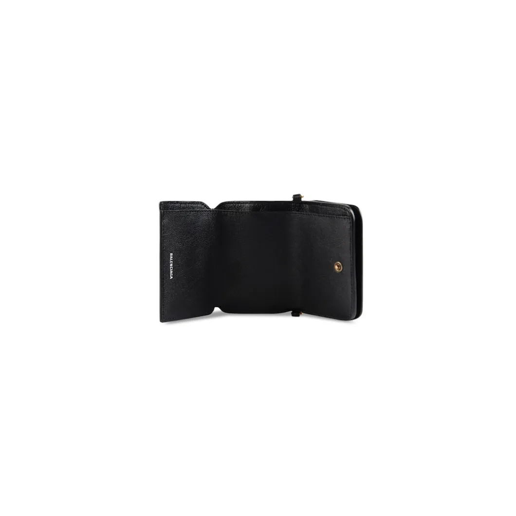 Mini Portafoglio Cash Con Catena da Donna in Nero