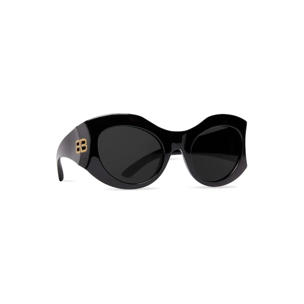 Occhiali Da Sole Hourglass Round in Nero