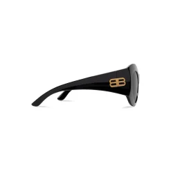 Occhiali Da Sole Hourglass Round in Nero