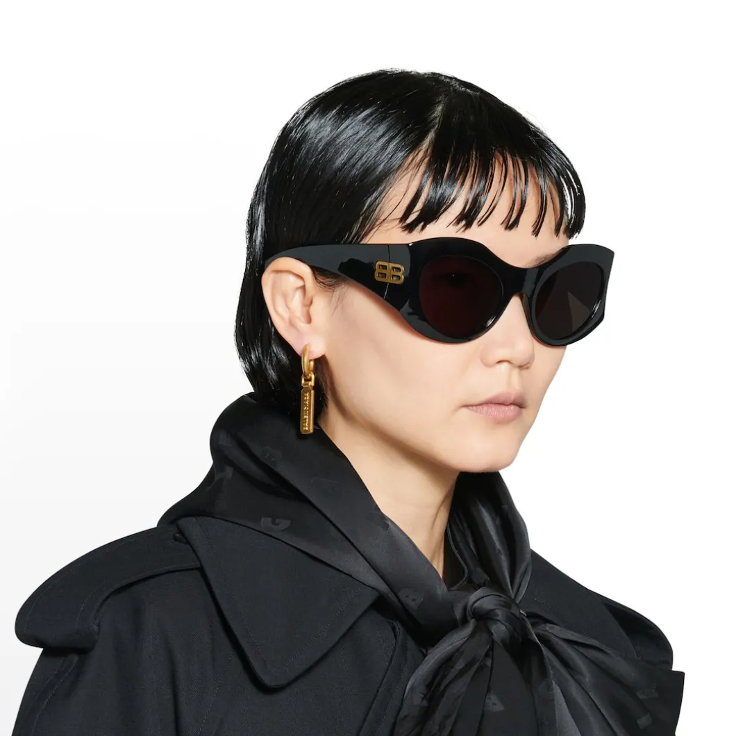 Occhiali Da Sole Hourglass Round in Nero