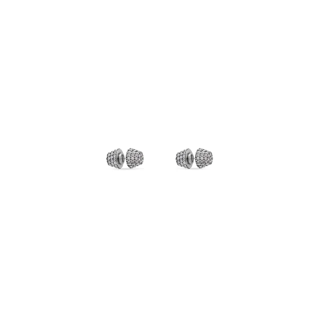 Orecchini Cagole Stud in Argento Anticato