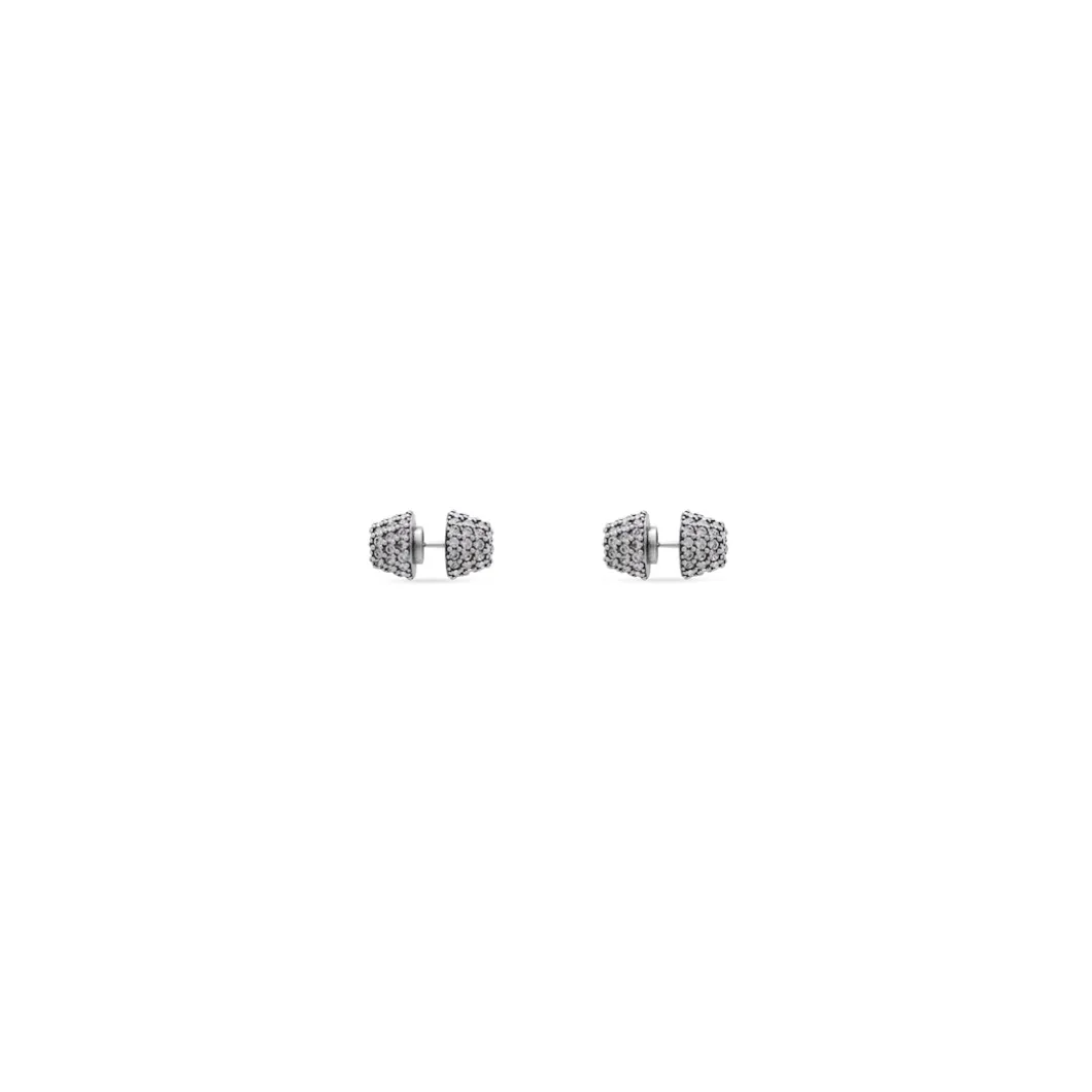 Orecchini Cagole Stud in Argento Anticato