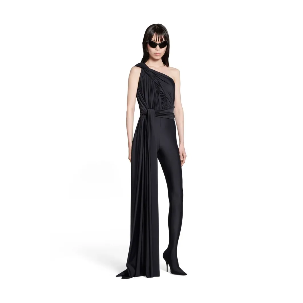 Pantabodysuit Draped da Donna in Nero