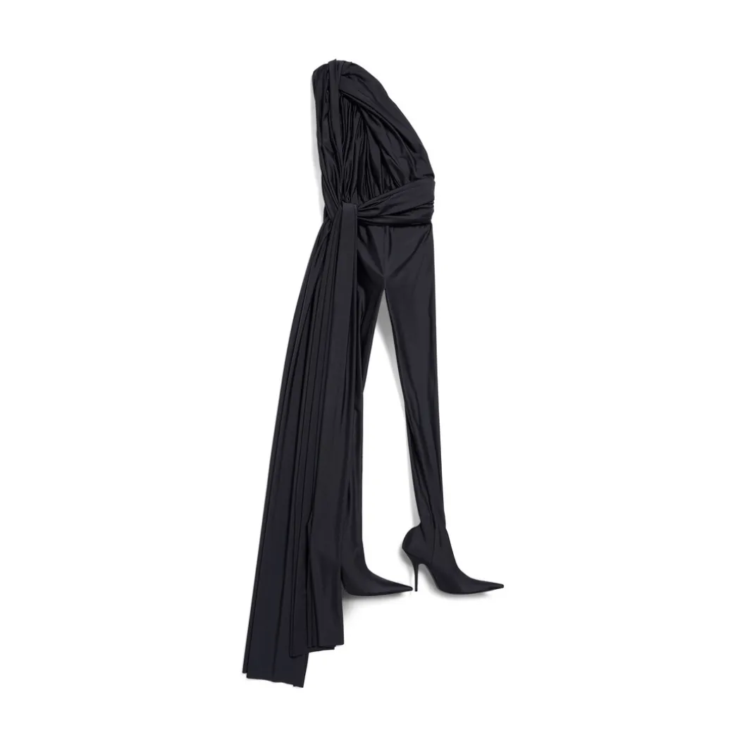 Pantabodysuit Draped da Donna in Nero