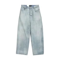 Pantaloni Baggy Denim Size Sticker in Blu