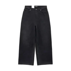 Pantaloni Baggy Denim Size Sticker in Nero