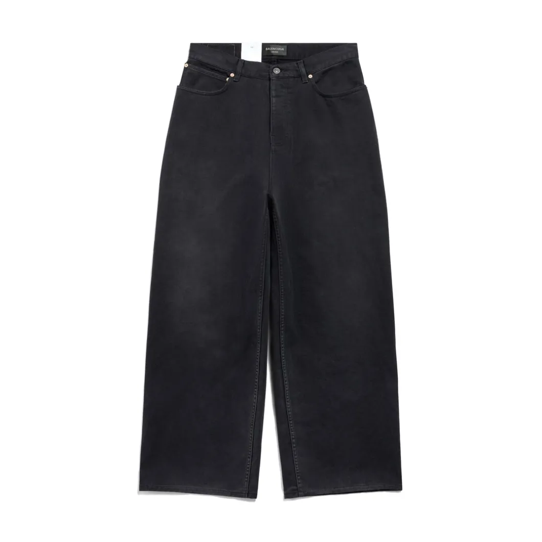 Pantaloni Baggy Denim Size Sticker in Nero