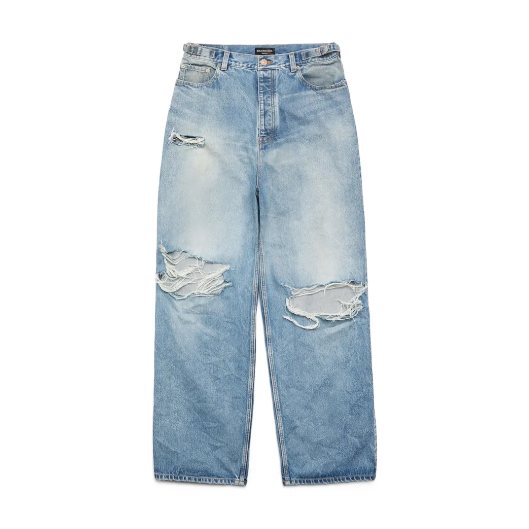 Pantaloni Baggy Destroyed Super Large in Blu
