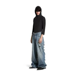Pantaloni Baggy Super Destroyed in Azzurro