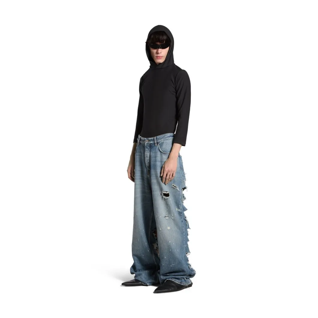 Pantaloni Baggy Super Destroyed in Azzurro