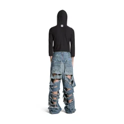 Pantaloni Baggy Super Destroyed in Azzurro